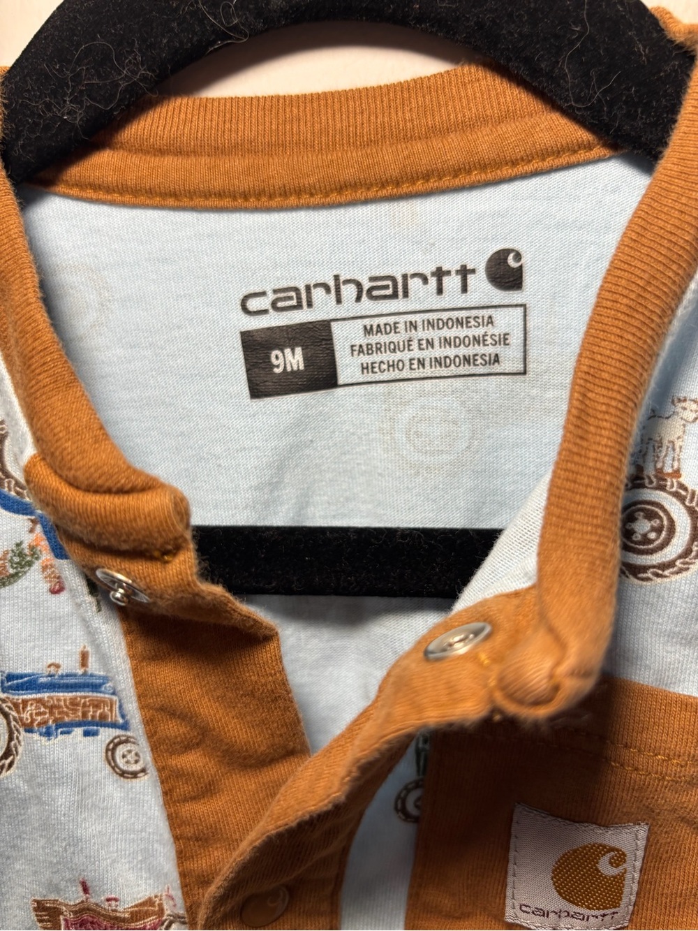 Carhartt Baby Tractor Print Footless Sleeper 9M - Picture 3 of 4